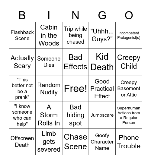 "Horror" Bingo2 Bingo Card