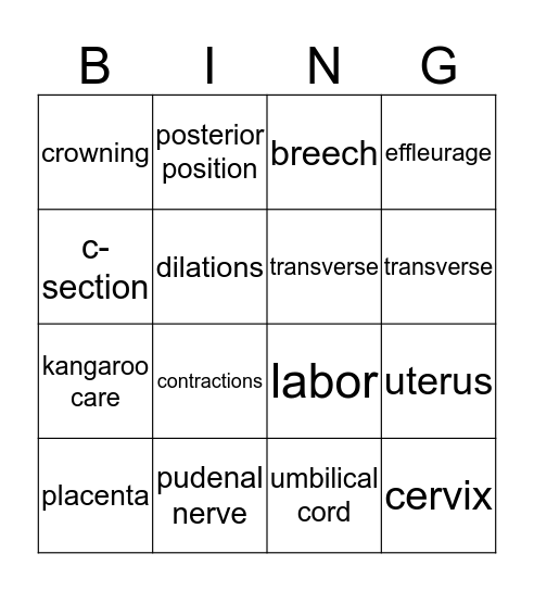 I'm having a baby!  Bingo Card