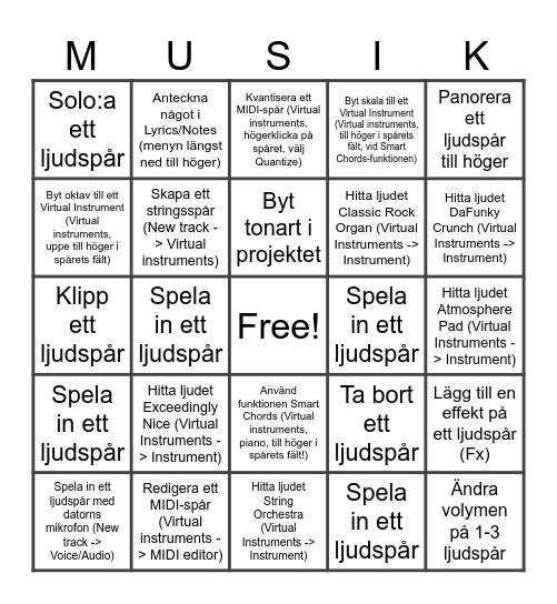 Bandlab-bingo Card