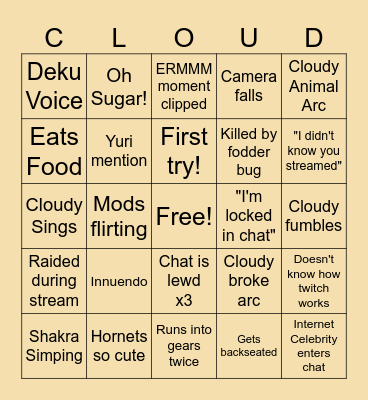 Cloudy Stream Bingo Card