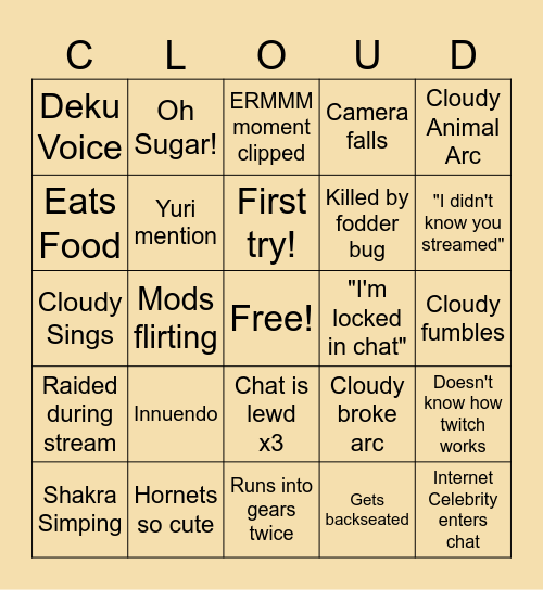 Cloudy Stream Bingo Card