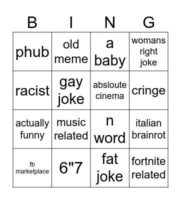 CALDRUSKI bingo list Bingo Card