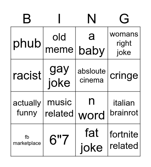 CALDRUSKI bingo list Bingo Card
