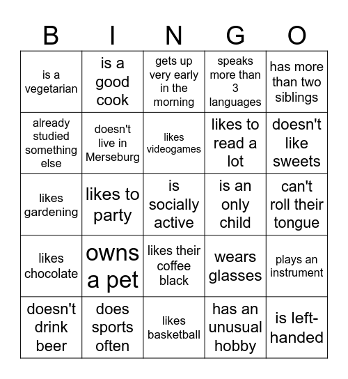 Find someone who Bingo Card