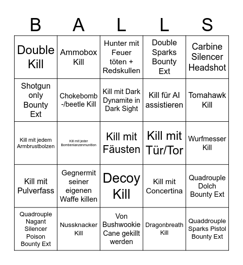 Hunt Event Bingo Card