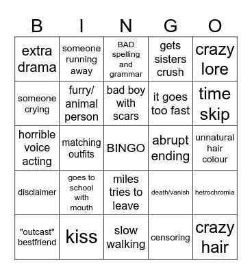 gacha life Bingo Card