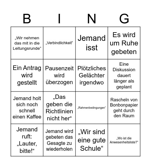 Konferenz Bingo Card