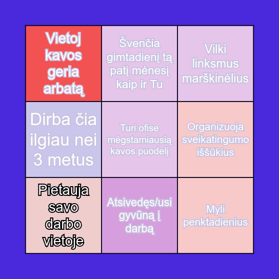 Penktadienio Bingo! Surask kolegą/ę, kuris/i... Bingo Card