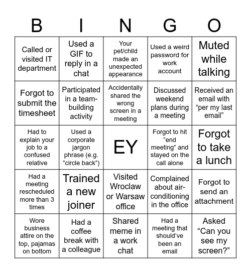 GMS Bingo Card