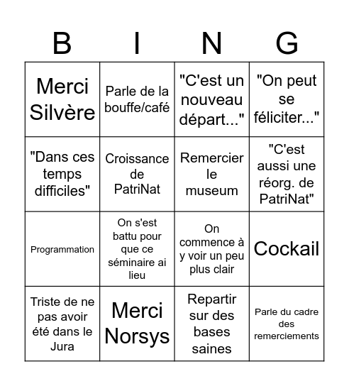 Discours Julien Bingo Card