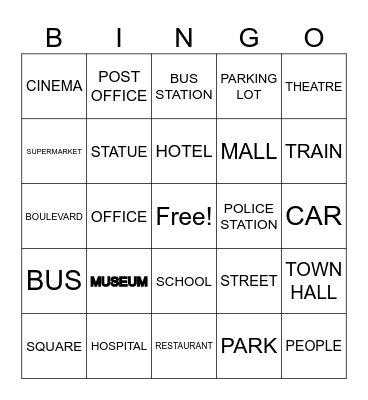 MY CITY Bingo Card