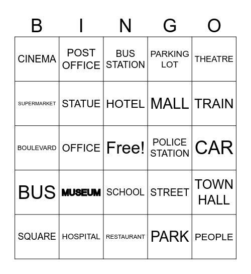 MY CITY Bingo Card