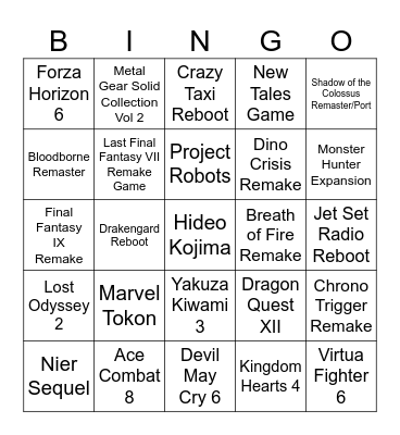 Tokyo Game Show 2025 Bingo Card