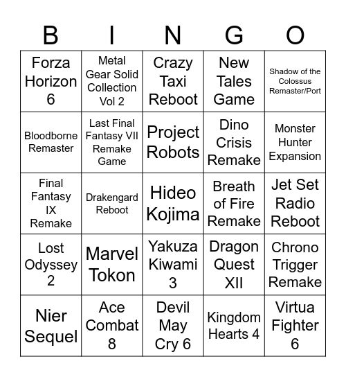 Tokyo Game Show 2025 Bingo Card
