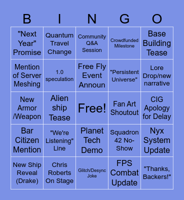 CitizenCon 2955 Bingo Card