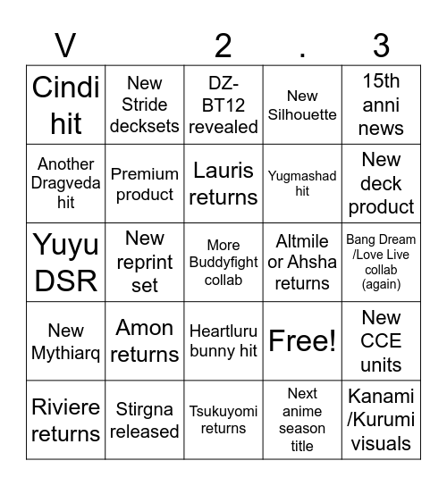 Vanguard 25.3 Bingo Card