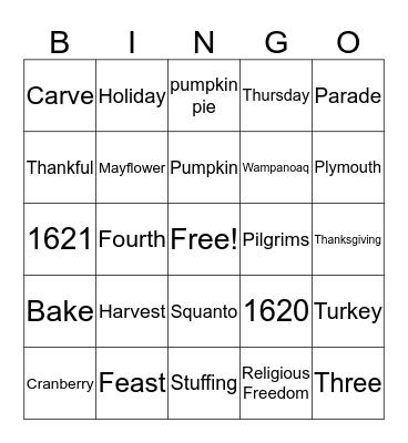 Thanksgiving Bingo Card