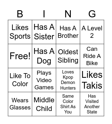 Find Someone Who Bingo Card