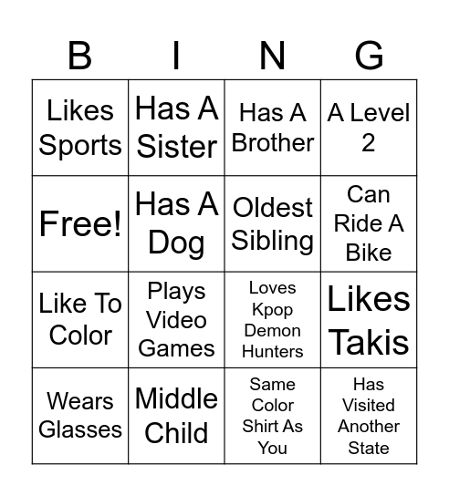 Find Someone Who Bingo Card