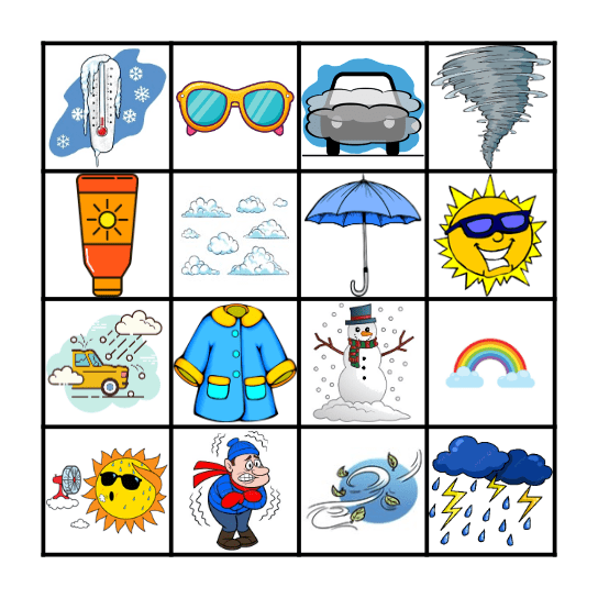 La météo Bingo Card
