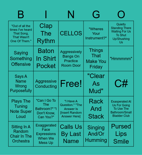 MR DAVIS BINGO WOOOOOOOOO Bingo Card