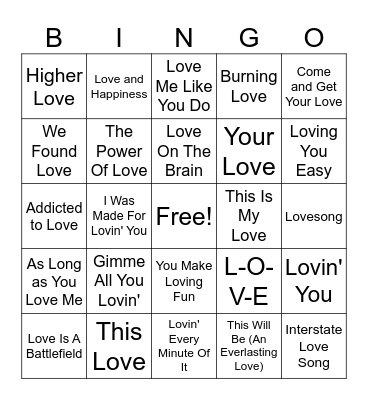 Everlasting Love Bingo Card