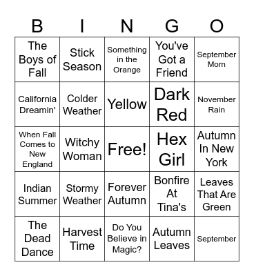 It's Fall Y'all Bingo Card
