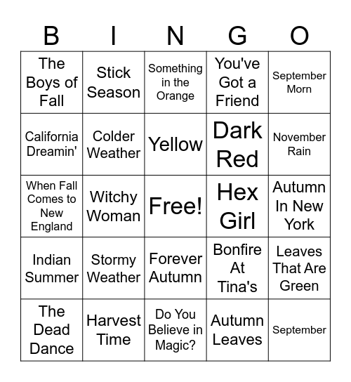 It's Fall Y'all Bingo Card