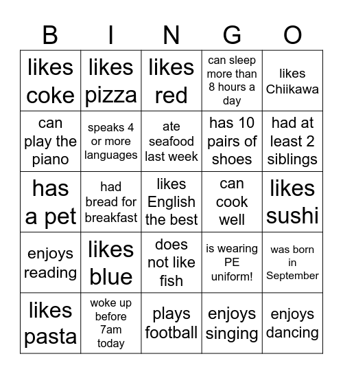 Find Someone Who... Bingo Card