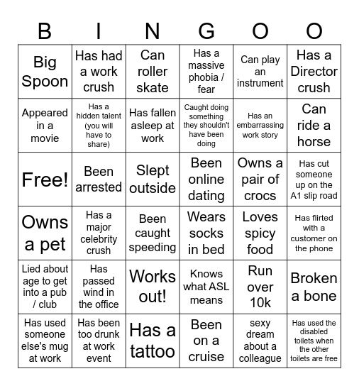 Highways Bingo Card