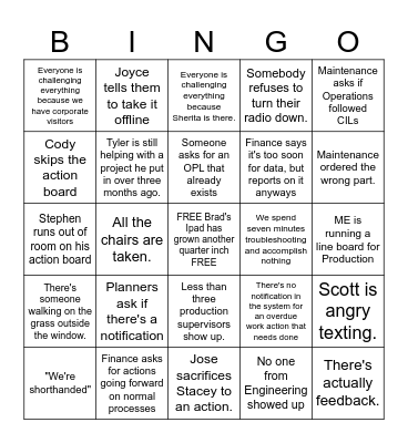 The Real DOR Board Bingo Card