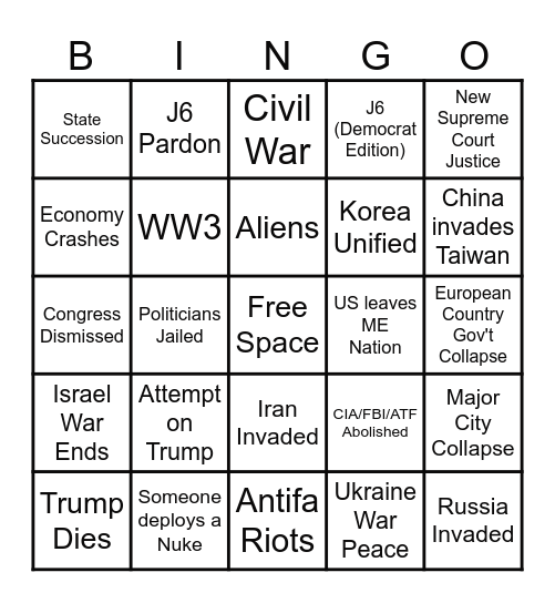 Bingo 2026 Edition Bingo Card