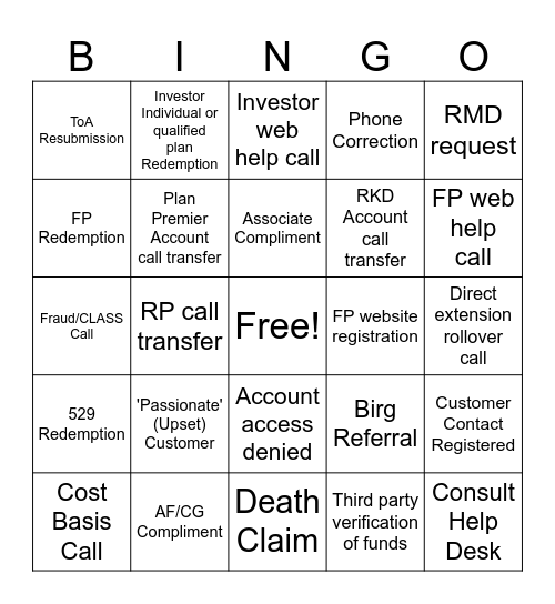 SHSV Bingo! Bingo Card