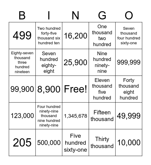 Word Form Bingo Card