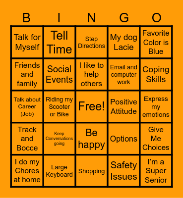 Bethany's IEP Bingo Card