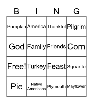 Thanksgiving! Bingo Card