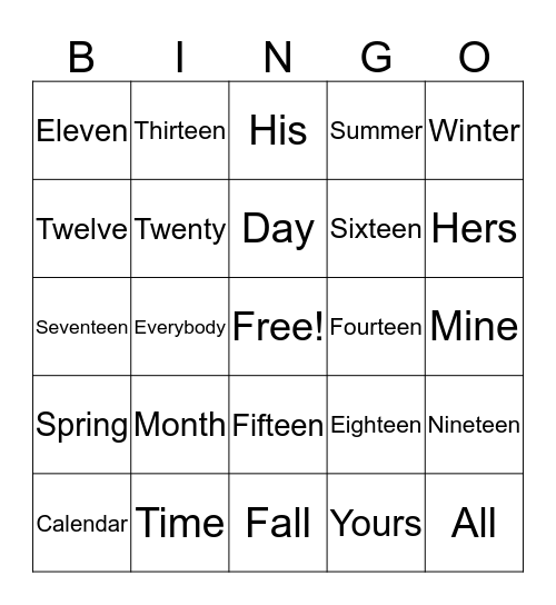 ESL Bingo #1 Bingo Card