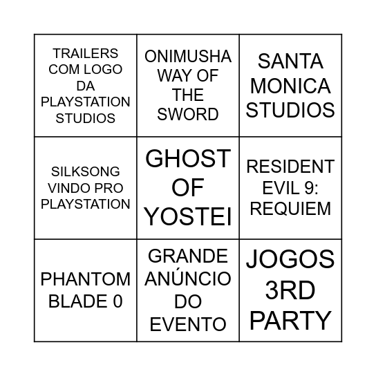 STATE OF PLAY DE SETEMBRO - BINGO Card