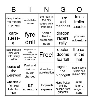 universal bingo Card
