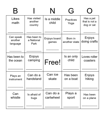 Find someone who.... Bingo Card