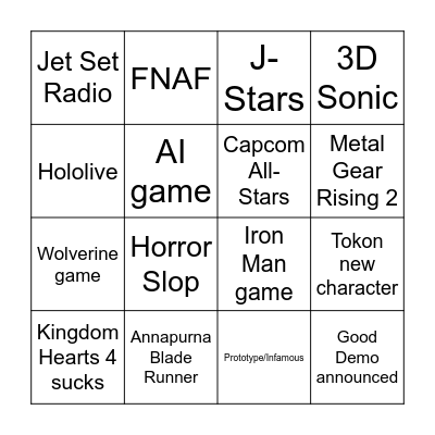 TGS 2025 Bingo Card