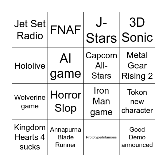 TGS 2025 Bingo Card