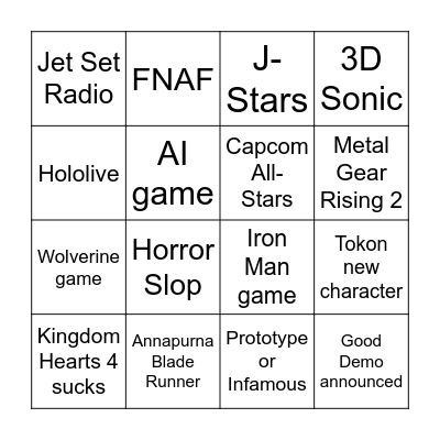 TGS 2025 Bingo Card