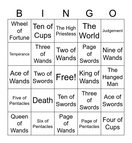 Tarot Bingo Card