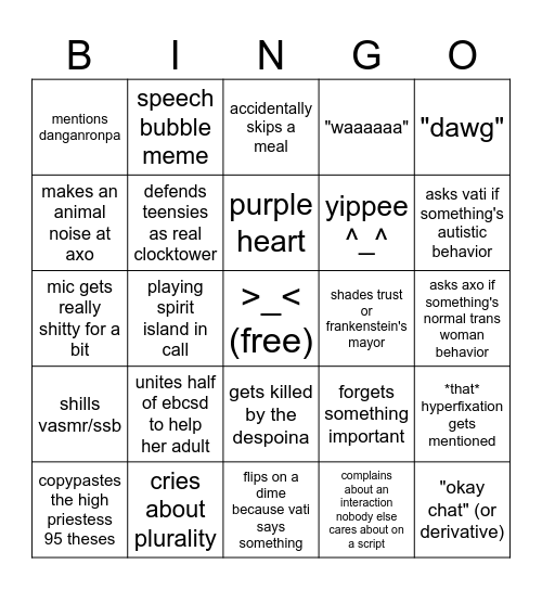 requiem bingo Card