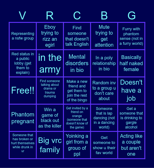 Vrc Bingo Card
