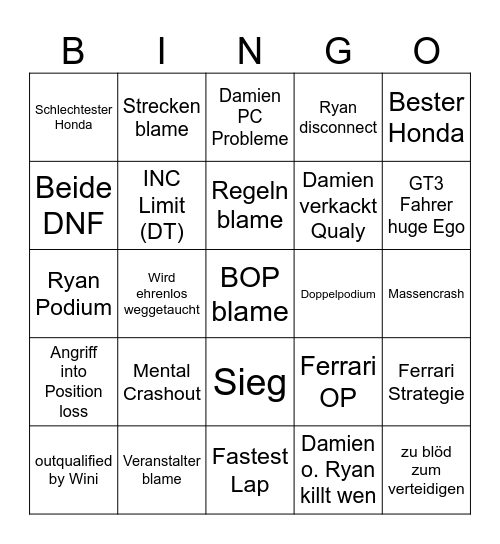 CAS WTC Auftakt RBR Bingo Card
