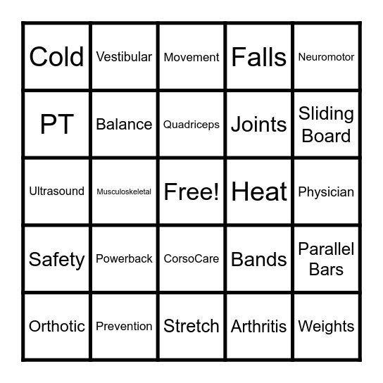 Physical Therapy Trivia BINGO Card
