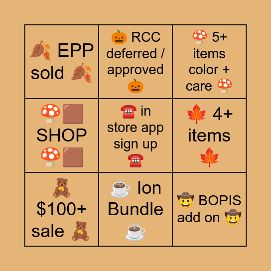 🤎 Fall Emoji Bingo 🤎 Bingo Card