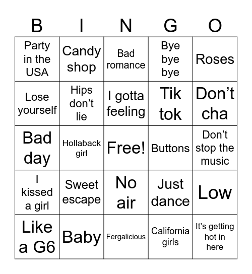 2000s Bingo Card